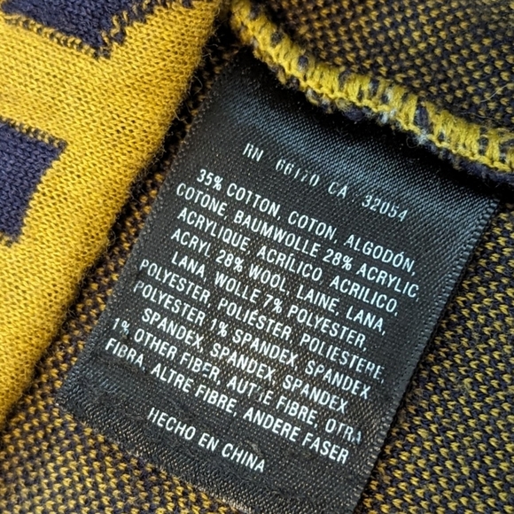 Anthro Charlie and Robin Mid Century Retro Knit Pencil Skirt Gold and Navy: 8 - Picture 7 of 8